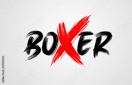 boxer grunge brush stroke word text for typography icon logo design