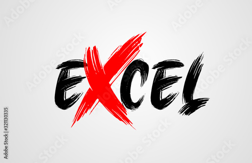 excel grunge brush stroke word text for typography icon logo design