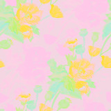 Watercolor seamless pattern of poppiesd.