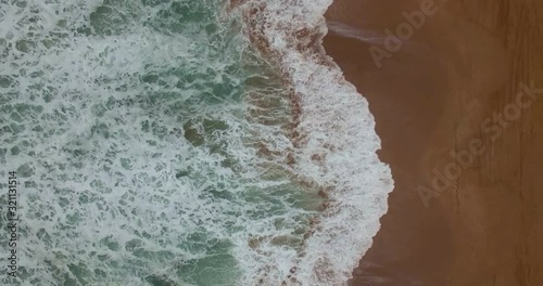 Aerial view waves in the sea approaching shore, Essaouira, Morocco