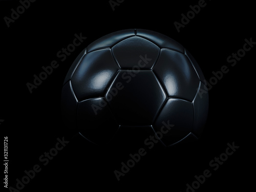 Fototapeta Naklejka Na Ścianę i Meble -  Black football or soccer ball against black background