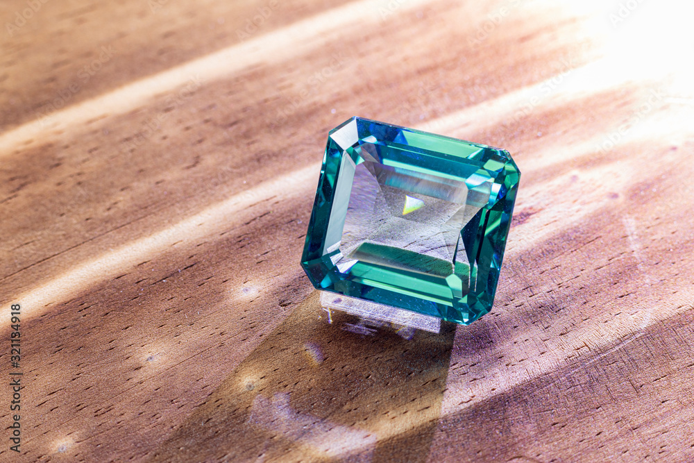 close macro in faceted blue quartz gem close macro in faceted blue quartz gem