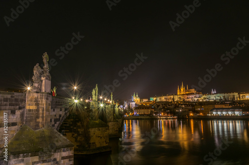View at night Prague cityscape from Vltava river © Anastasija