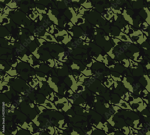 Camouflage pattern for hunting. Army background repeat print. Fashionable stylish element. Texture military camouflage repeats seamless army green hunting
