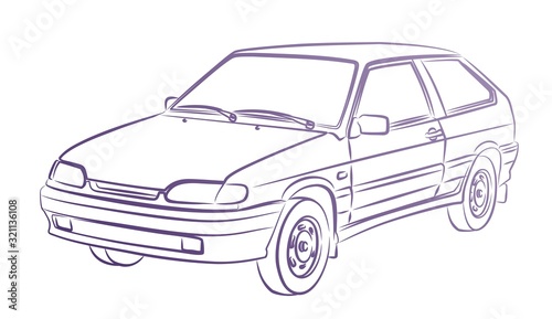 The Sketch of a old retro car.