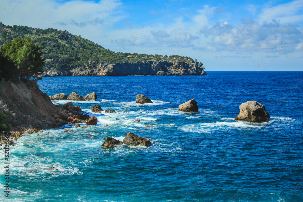 wild coastline at the northern coast of Mallorca, Spain