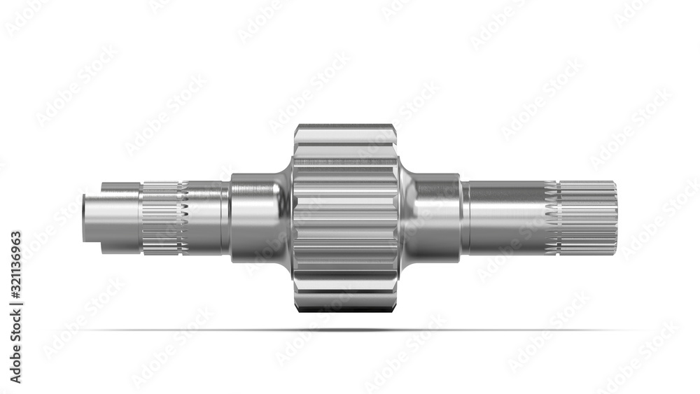 Spur gear, Gear-shaft on white background, 3D rendering. Spur gear, Gear-shaft on white background, 3D rendering.