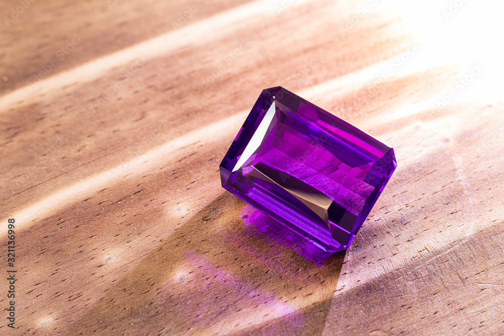 macro close up of faceted amethyst gem