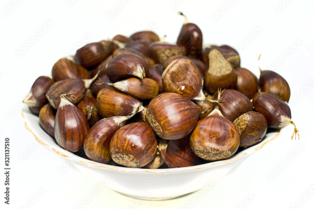 chestnuts- isolated on a white background chestnuts- isolated on a white background