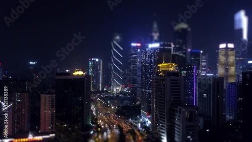 Wallpaper Mural nigh time illuminated guangzhou downtown traffic road aerial panorama tilt-shift 4k china Torontodigital.ca