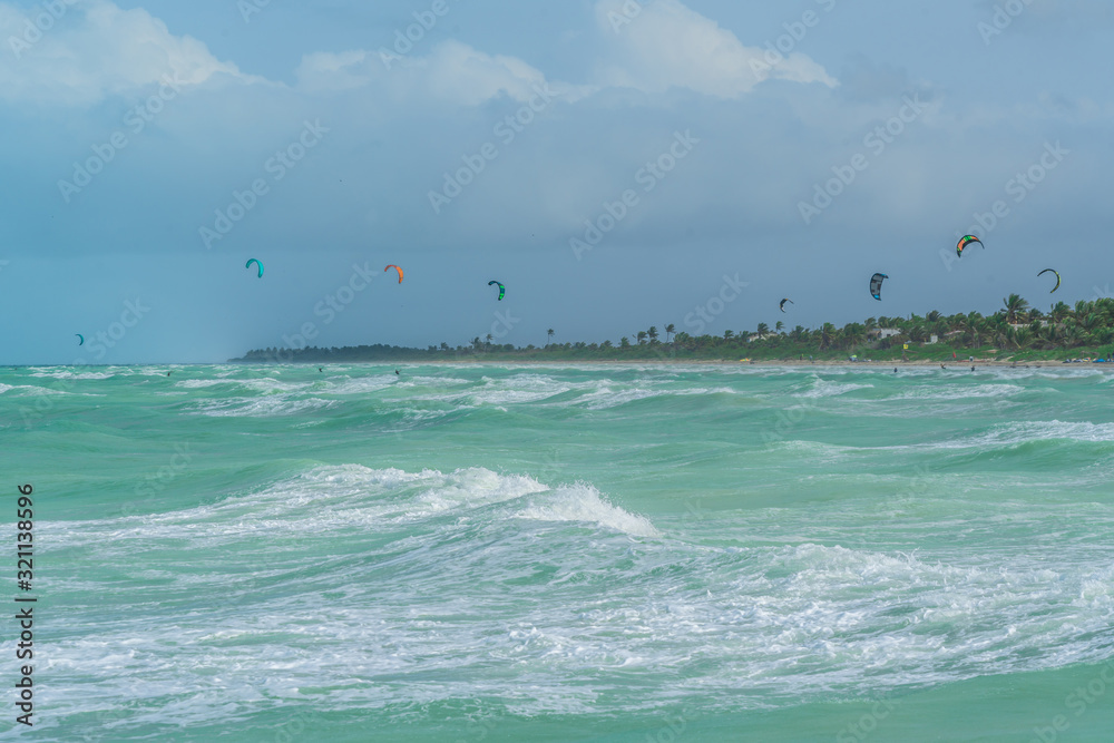 Kitesurfing on El Cuyo Beach