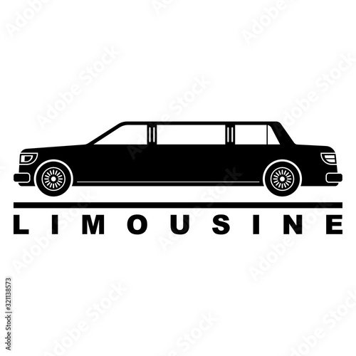 Limousine icon. Black silhouette. Side view. Vector drawing. Isolated object on a white background. Isolate.