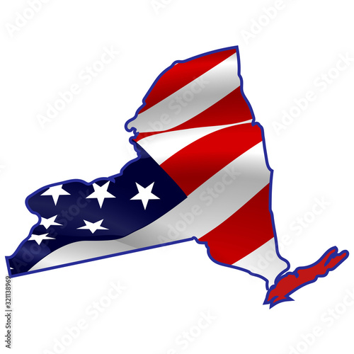 United States, New York full of American flag. Map