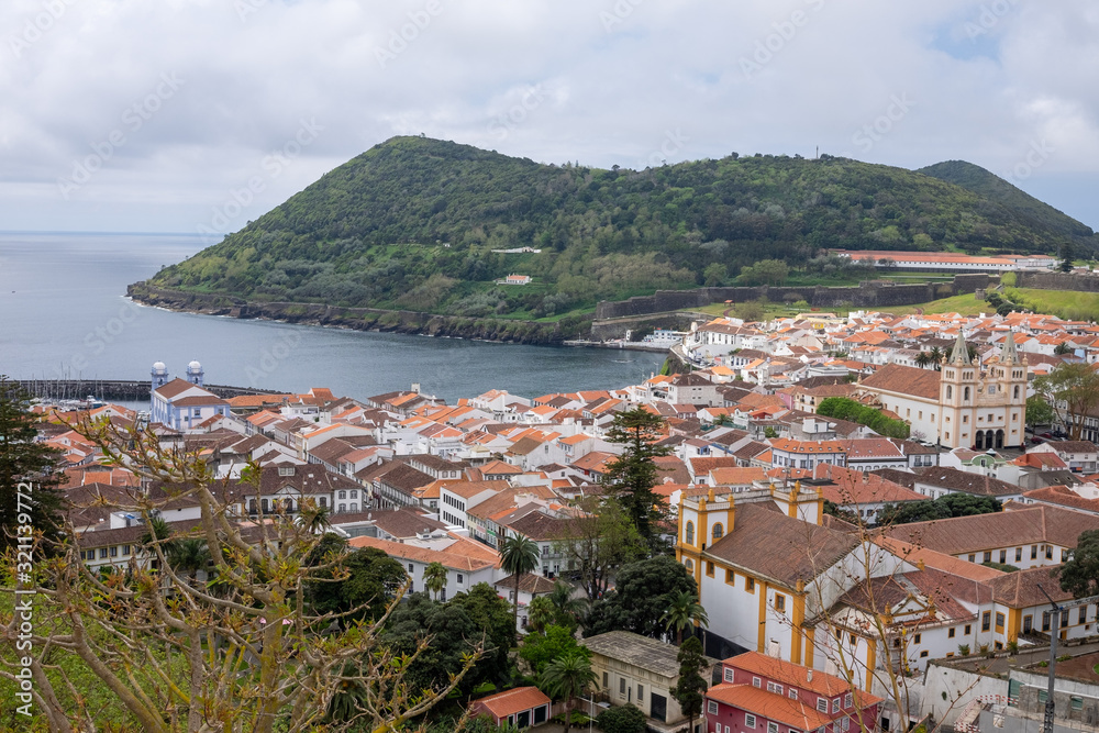 View of Angra do Heroismo from Alto da Memoria, Terceira, Azores, Portugal