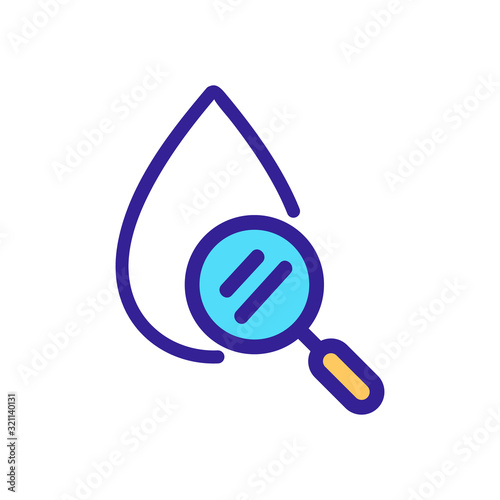 the magnifying glass is a blood icon vector. Thin line sign. Isolated contour symbol illustration photo