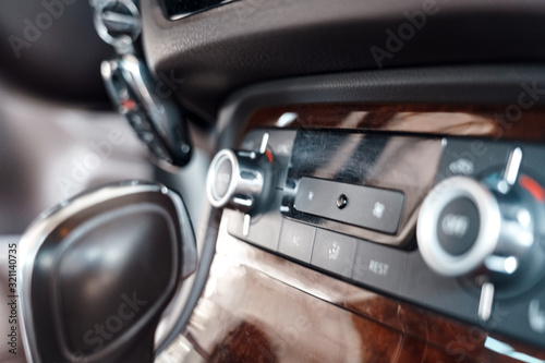 Mode of Transport. Electric car interior ac and ventilation control panel close-up
