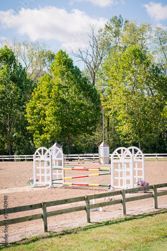 Horse Jump in Show Jumping Ring