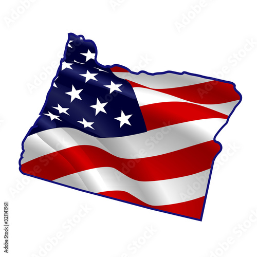 United States, Oregon full of American flag. Map