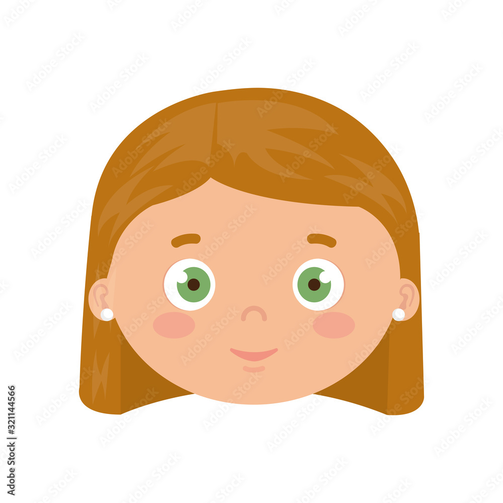 head of cute little girl avatar character
