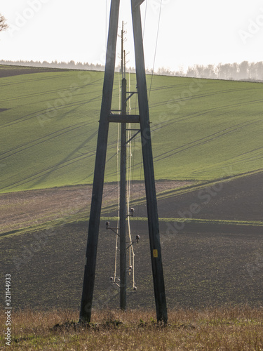 Masten einer Starkstrom Leitung im Feld