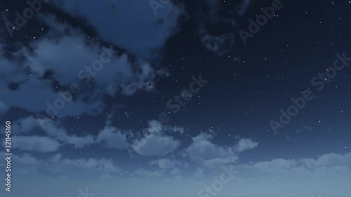 CGI, PAN, LA, WS of the stars and star trails in a cloudy night sky
