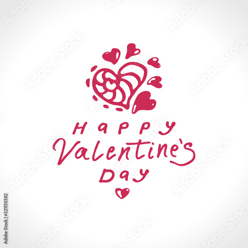 Happy Valentine's day. Handwritten card with a cute heart flower and the inscription. Holiday pattern for St. Valentine's Day vector isolated on white. Love letter.