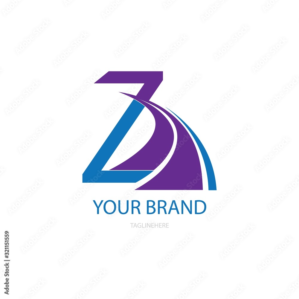 Fotografie road way and letter z logo vector