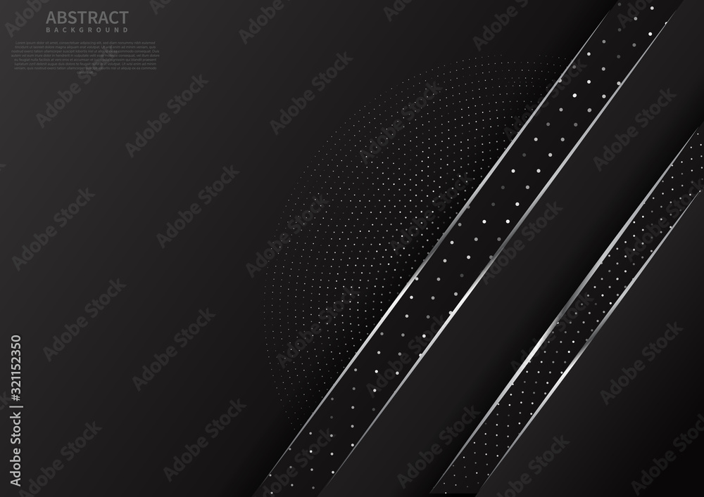 Abstract black background with overlap layers and diagonal line silver color dot silver. Modern style. Stock illustration Abstract black background with overlap layers and diagonal line silver color dot silver. Modern style. Stock illustration