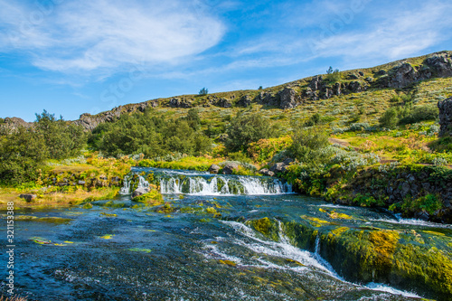 Waterfall in Gjain in thjorsardalur valley in South Iceland