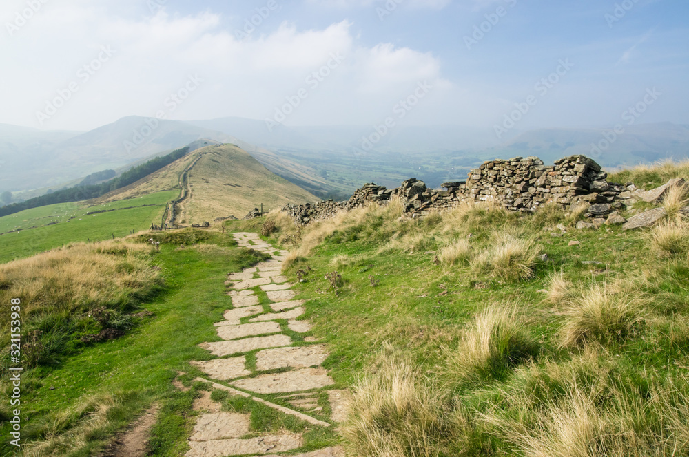 The Great Ridge footpath in Peak District National Park Derbyshire England United Kingdom UK The Great Ridge footpath in Peak District National Park Derbyshire England United Kingdom UK