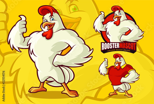 Rooster Mascot for food business with optional apprearance