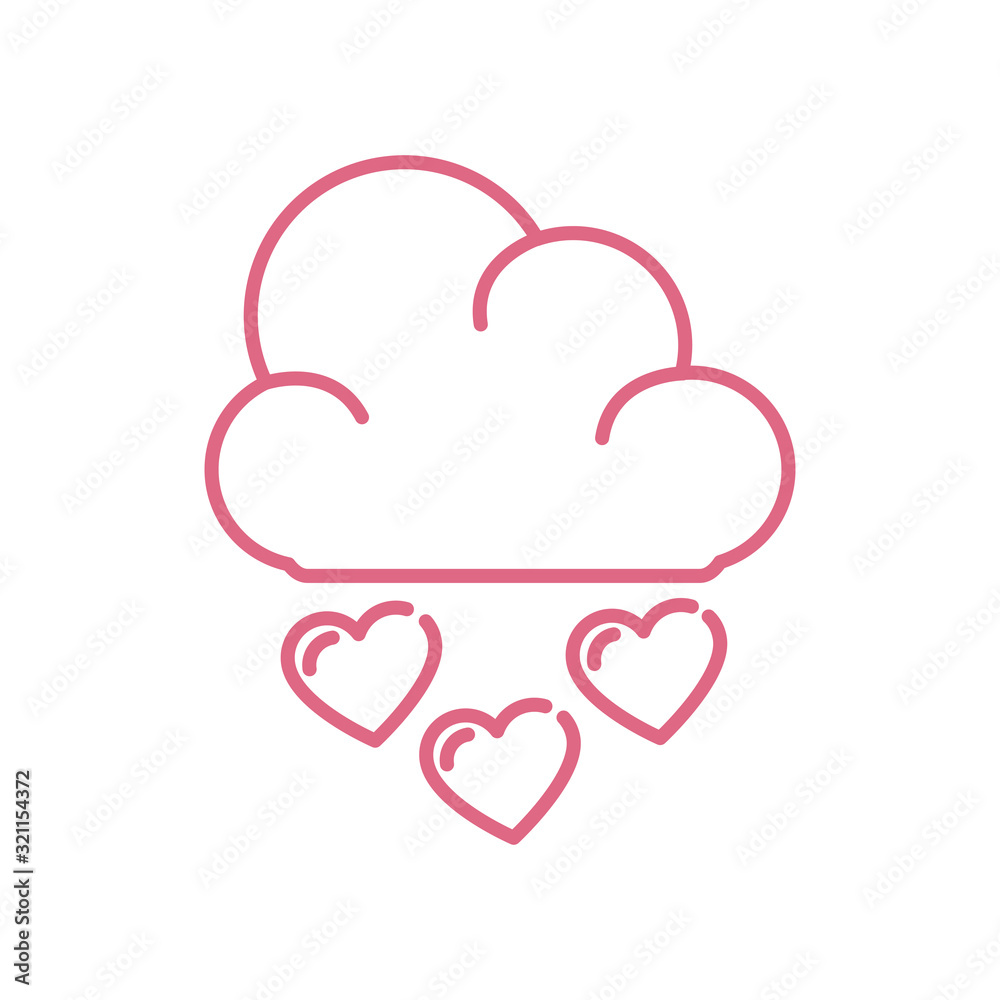 Hearts and cloud design of love passion romantic valentines day wedding decoration and marriage theme Vector illustration