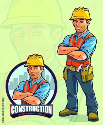 Construction worker mascot design for construction companies