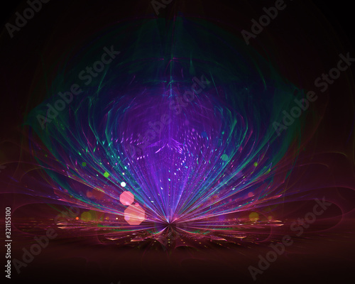 Sacred lotus flower of  mystic cosmos - parallel dimension, fairy another world - floral fractal fine background photo