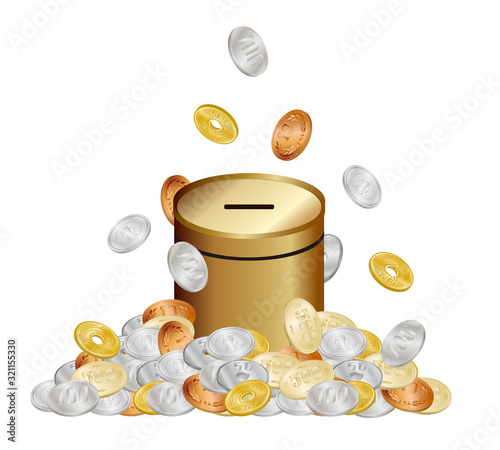 貯金箱と小銭
