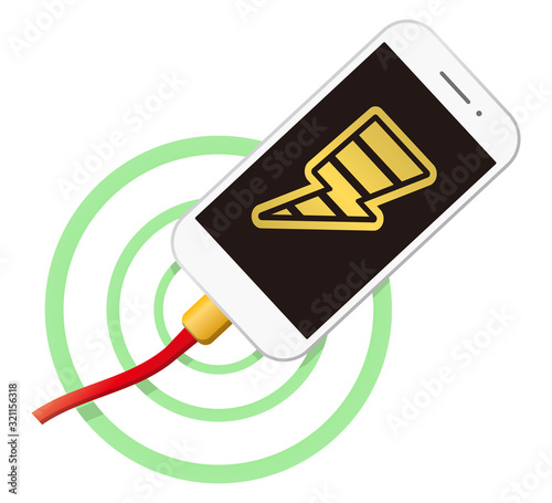 白いスマホ充電ビリビリメーター