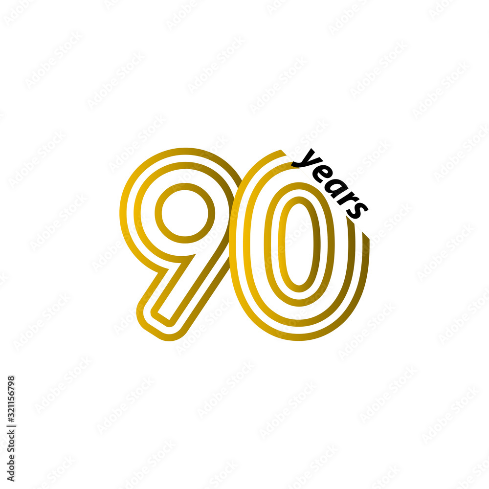 90 Years Anniversary Celebration Line Gold Vector Template Design Illustration 90 Years Anniversary Celebration Line Gold Vector Template Design Illustration