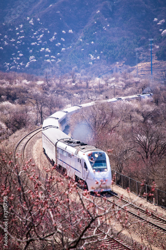 China Train Crosses Beijing's Juyong Mountain photo