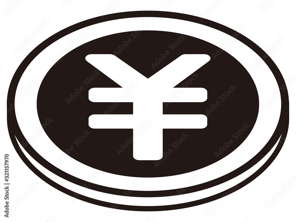 Obraz premium 円マーク硬貨黒立体