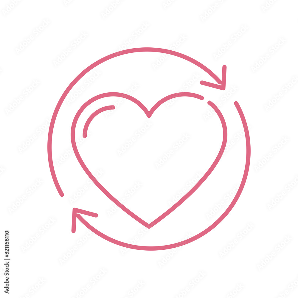 Heart and arrows circle design of love passion romantic valentines day wedding decoration and marriage theme Vector illustration