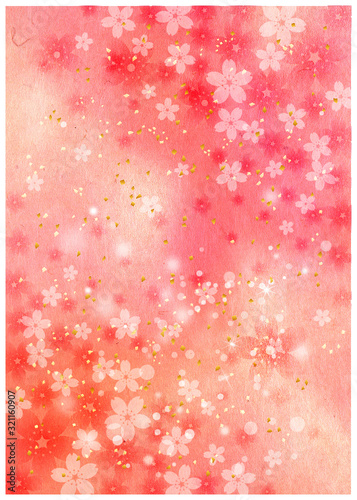 桜_ピンク和紙背景
