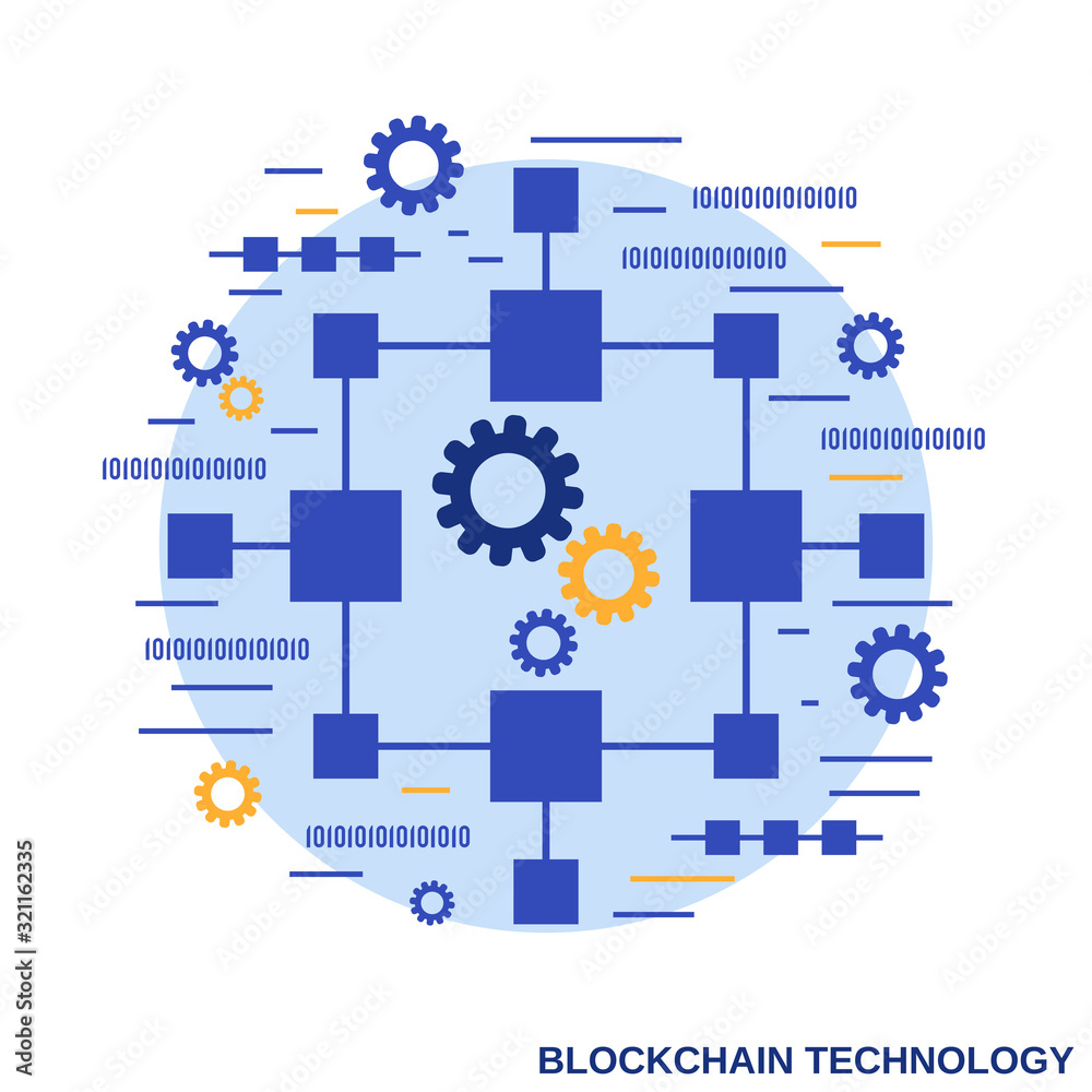 Blockchain technology flat design style vector concept illustration Blockchain technology flat design style vector concept illustration