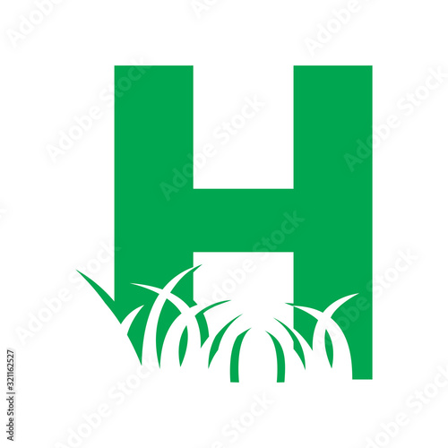 H Grass Logo, Lawn Care Logo