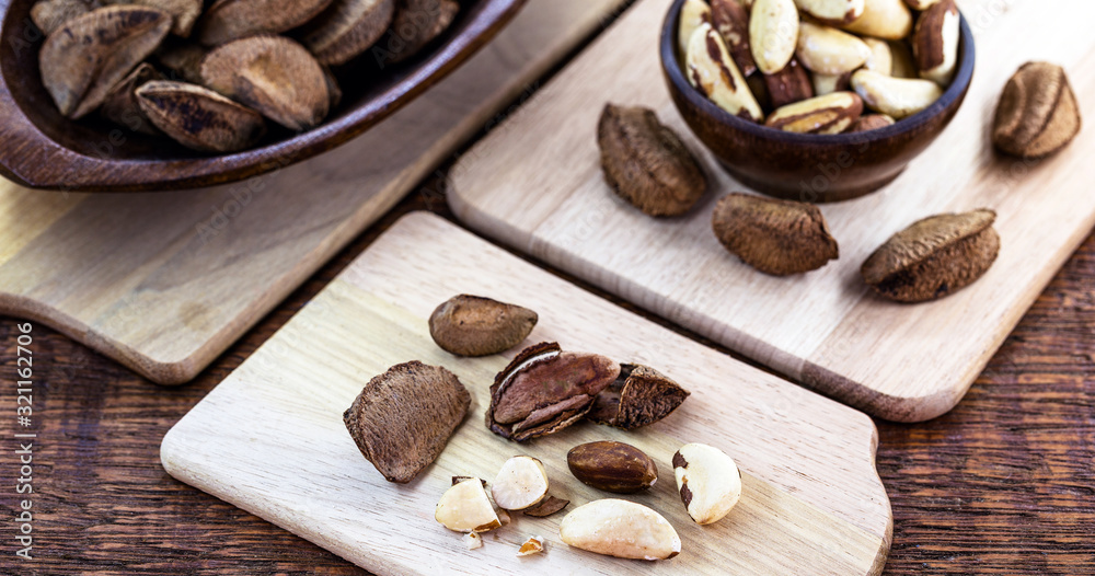 Foods with healthy unsaturated fat. Brazil nut seeds. Brazilian nuts