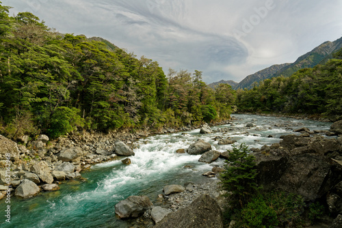 View over the upper Wairau River, New Zealand.