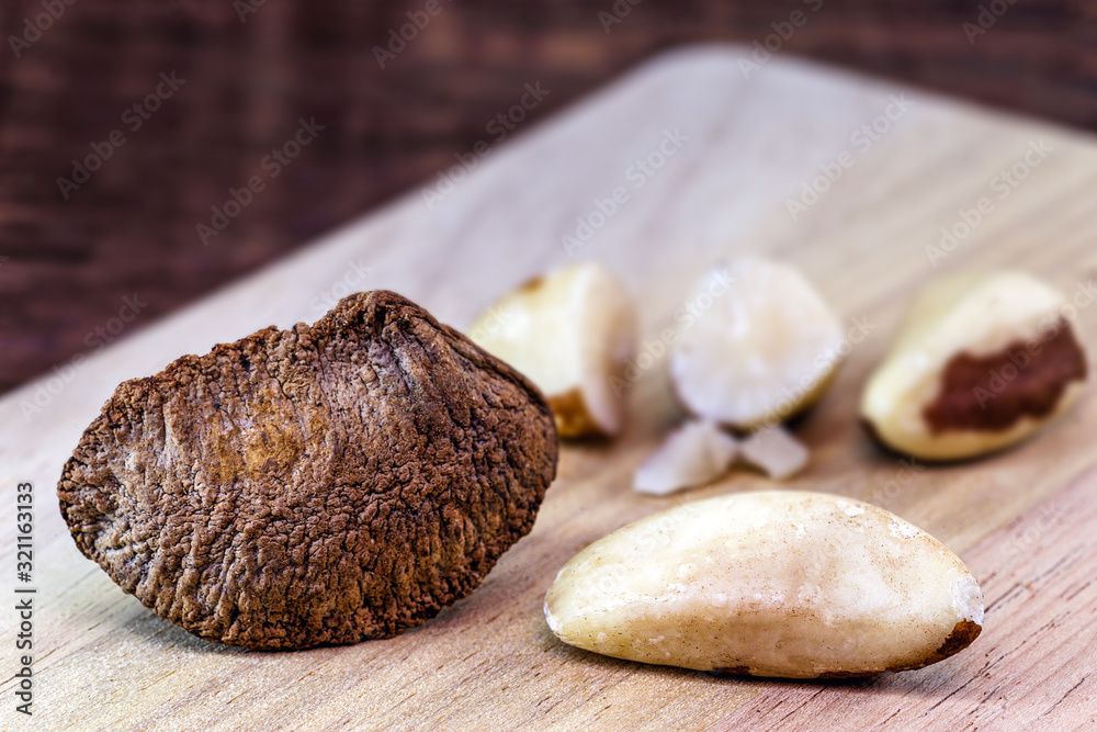 Foods with healthy unsaturated fat. Brazil nut seeds. Brazilian nuts grown in Brazil and Bolivia