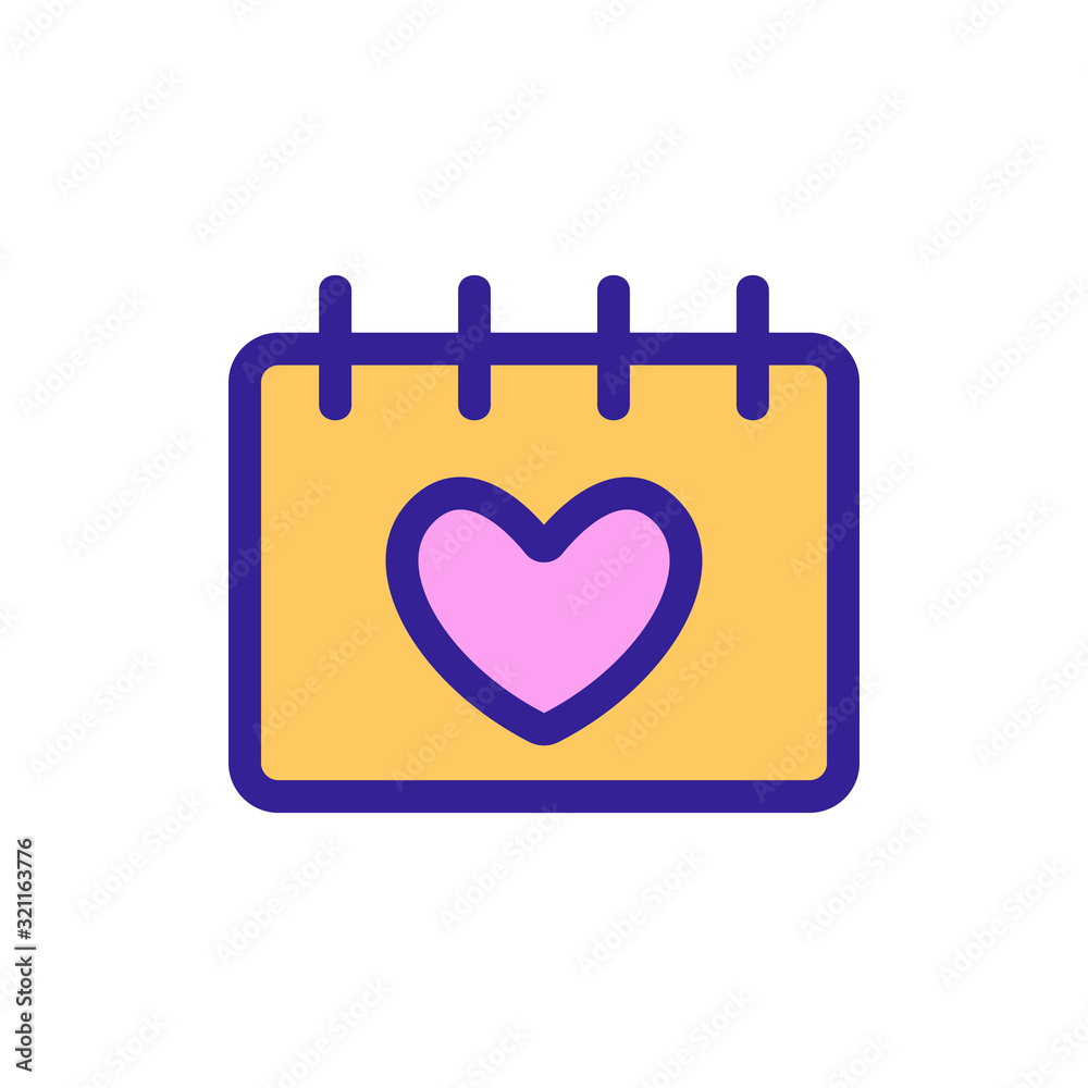 Calendar heart icon vector. Thin line sign. Isolated contour symbol illustration Calendar heart icon vector. Thin line sign. Isolated contour symbol illustration