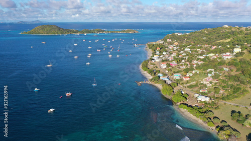 Caribbean islands aerial views, Petite Martinique island, St. Vincent and Grenadines islands.