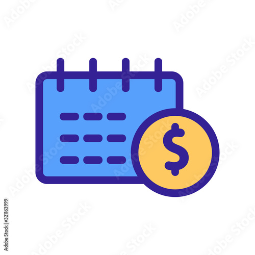 Calendar money icon vector. Thin line sign. Isolated contour symbol illustration