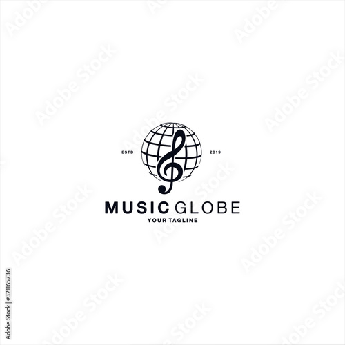 Global Music Logo Design Vector Illustration Template Idea